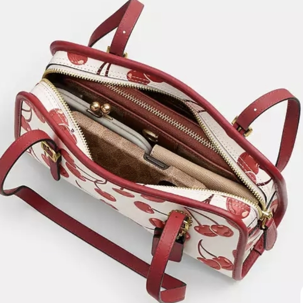 Coach Leather Swing Zip Bag With Cherry Print NWT - Picture 6 of 16